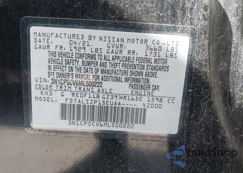 2021 Nissan Kicks Sv Xtronic Cvt from USA, damaged, VIN 3N1CP5CV6ML500222